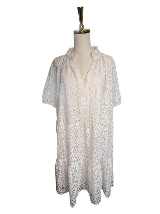 CeCe Dresses & Skirts - CeCe New Ivory Lace Babydoll Tiered Puff-Sleeve Mini Dress Size 3X